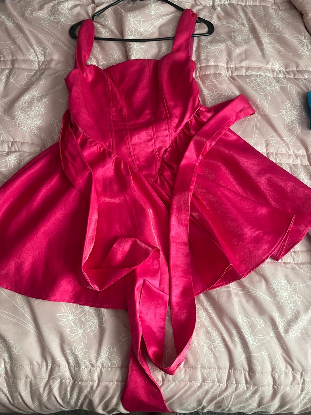 House of CB Hot Pink Satin Strap Mini Dress - Picture 1 of 3